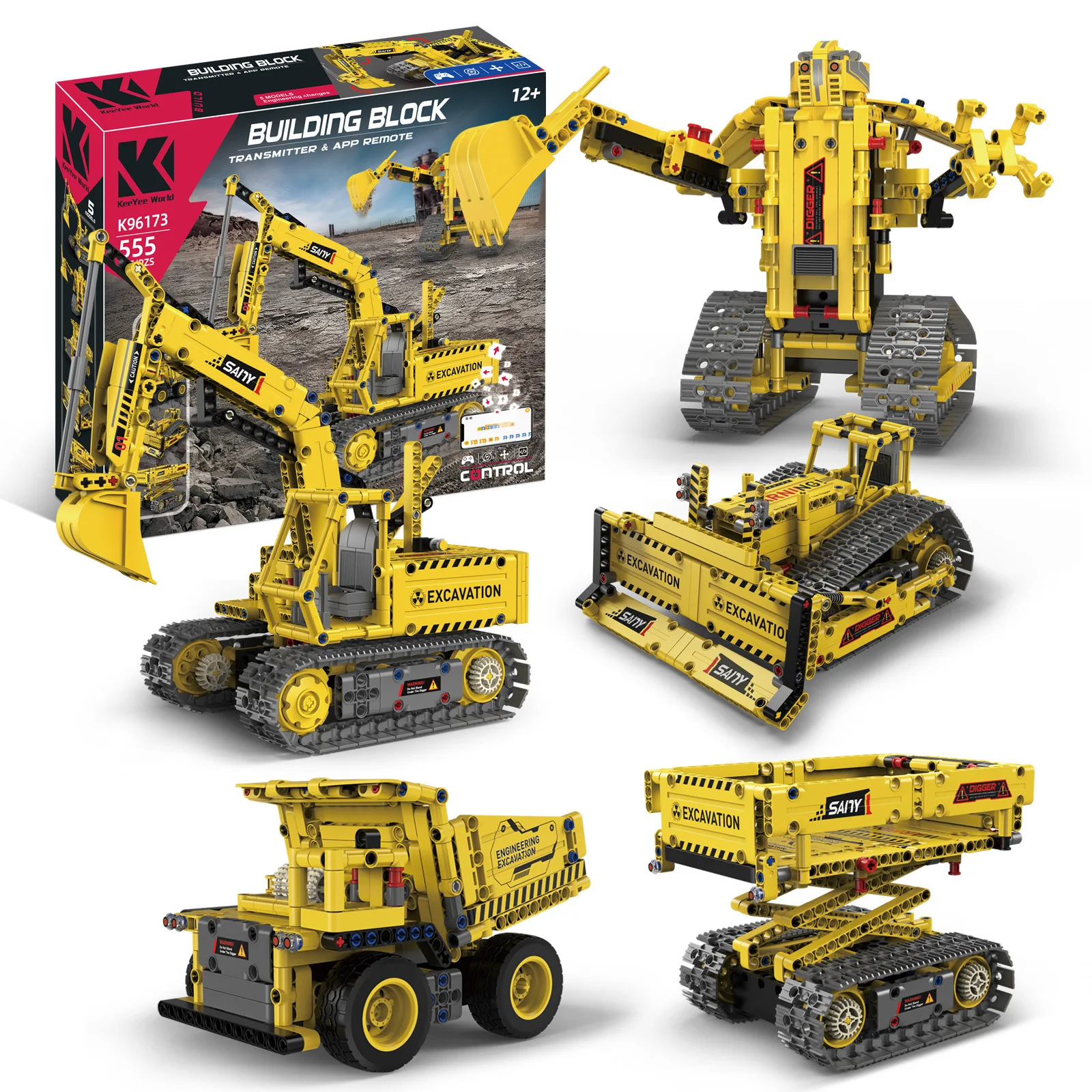 Kids Education Program - 555 Piezas, 5 en 1, Camiones/Excavadoras