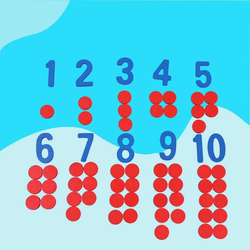 Math Manipulative Set - Tarjetas cognitivas Montessori de madera para