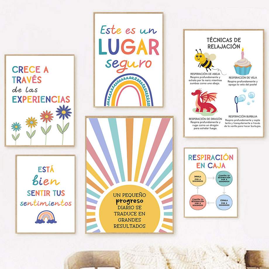 Kids Education Picture - Lema de educación española, sol arcoíris,