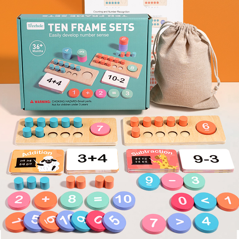 Math Manipulative Set - Tablero de números de madera para