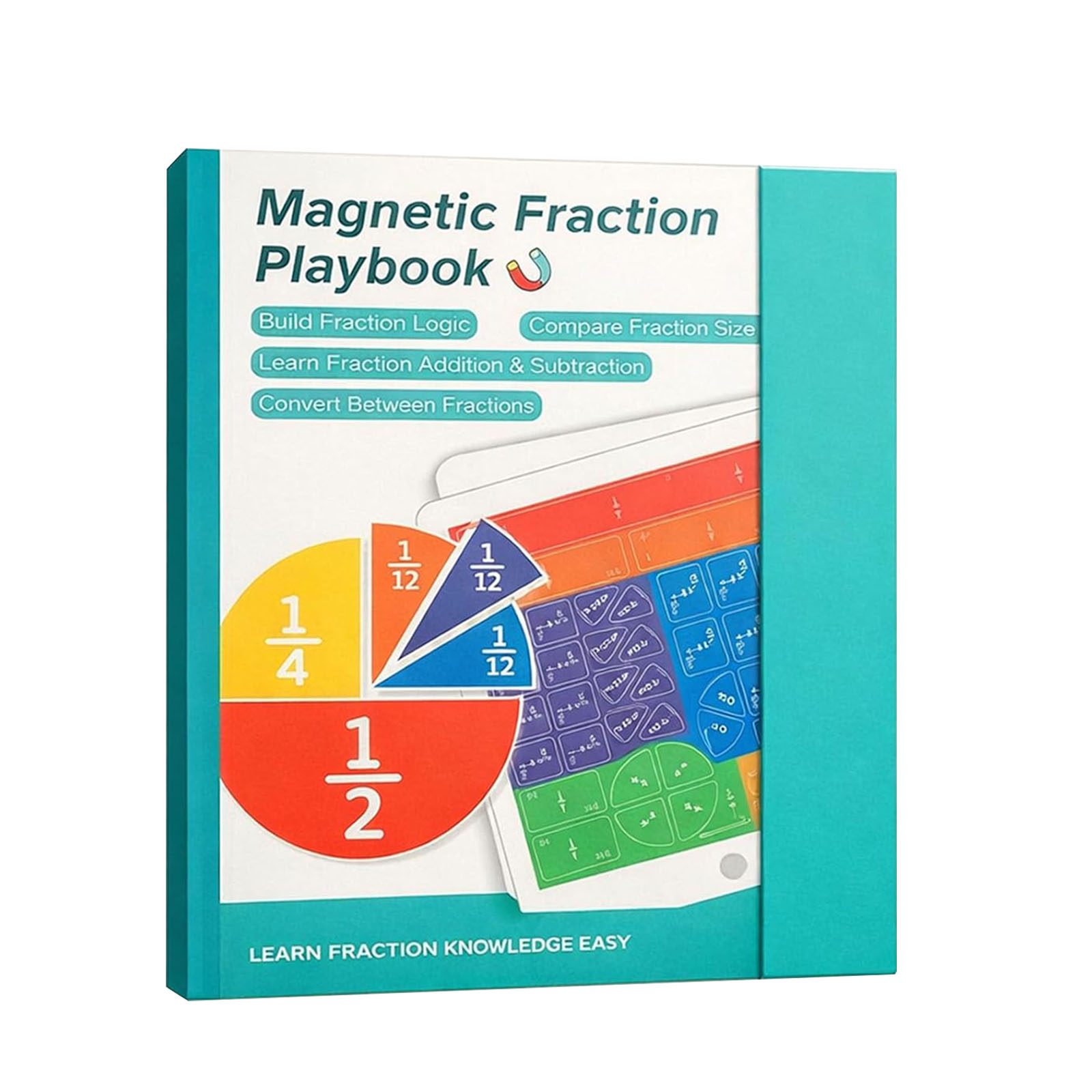 Math Manipulative Set - Libro de Fracciones Magnético Reutilizable, Tablero