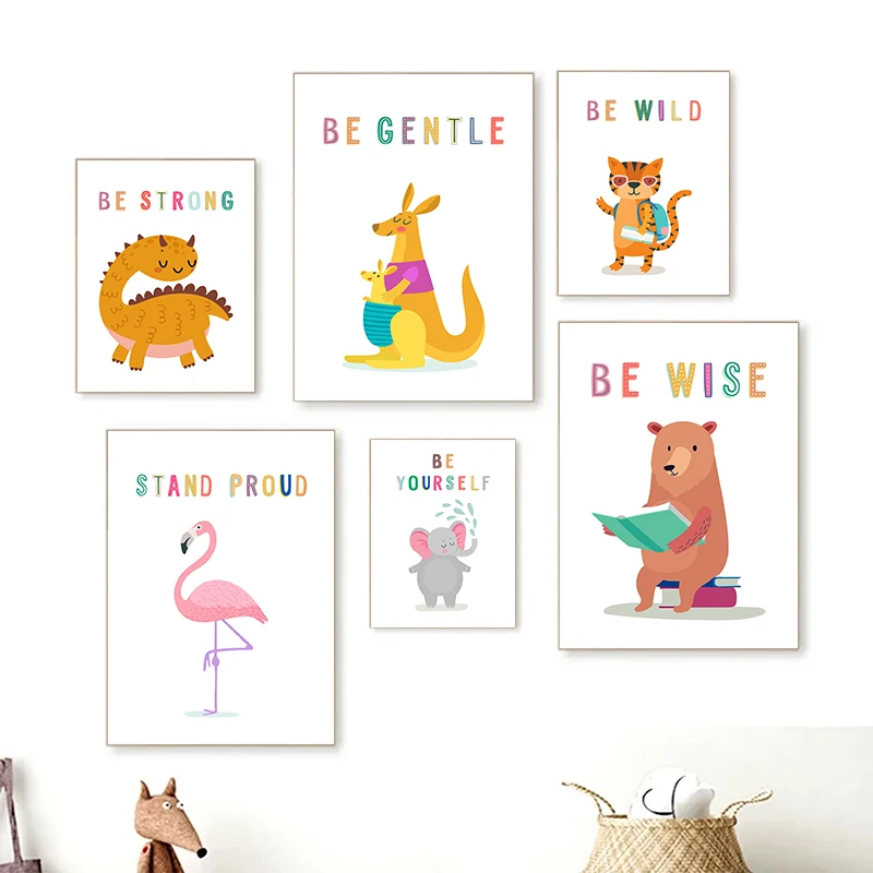 Kids Education Picture - Impresión en lienzo de animales para