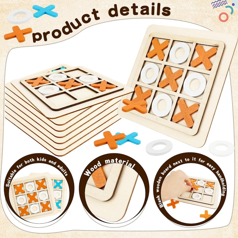 Juegos de madera Tic Tac Toe,  - Kids Education Template reseña y precio