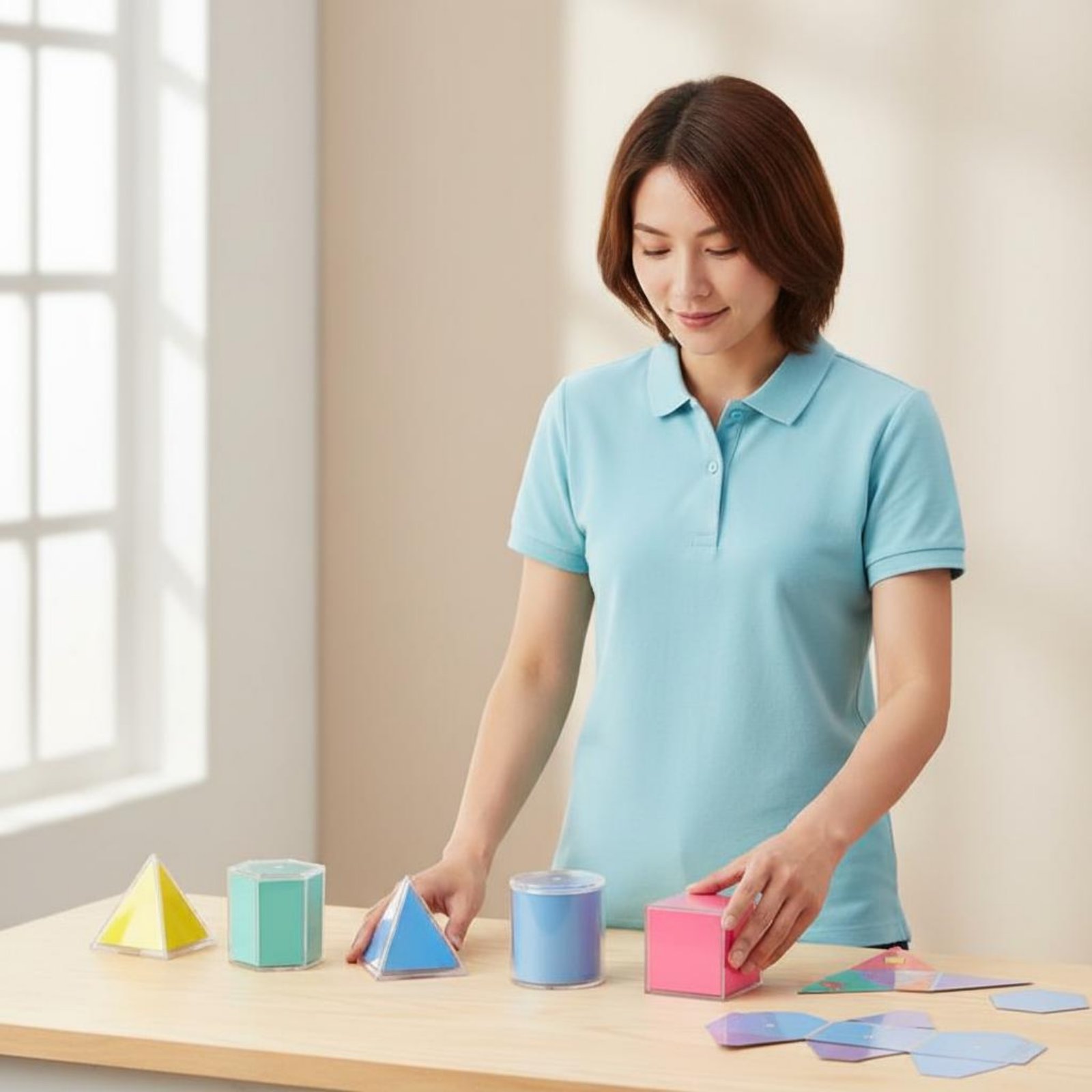 8 piezas de sólidos geométrico - Math Manipulative Set reseña y precio